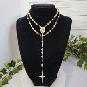 Gold Filled Beaded Rosary Necklace